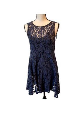 Free People Sleeveless Fairy Whimsigoth Black Lace Floral Sheer Dress Women XS